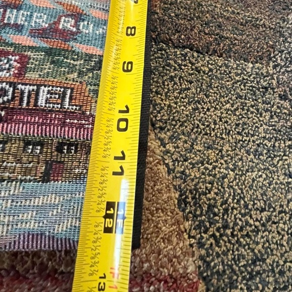 A39-Multi-coloured tapestry tote bag with zipper closure, Route 66 design - Picture 5 of 7